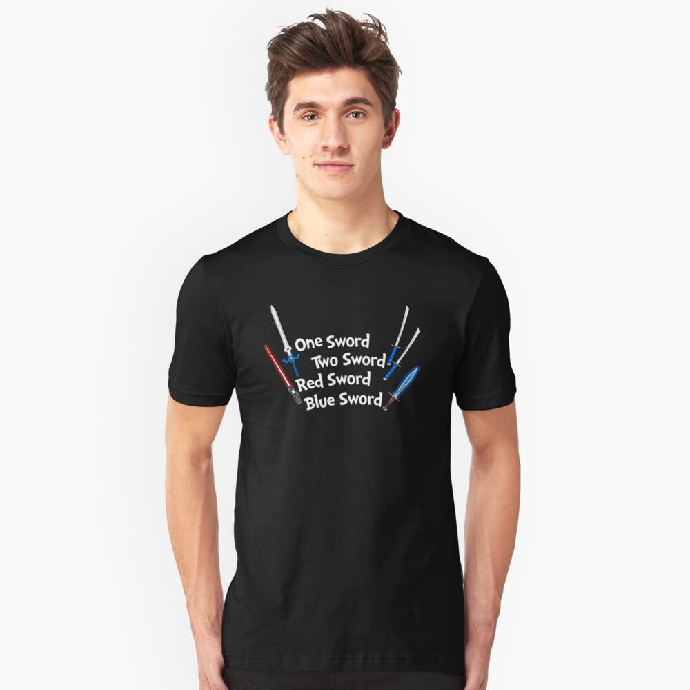 One Sword, Two Sword, Red Sword, Blue Sword Slim Fit T-Shirt