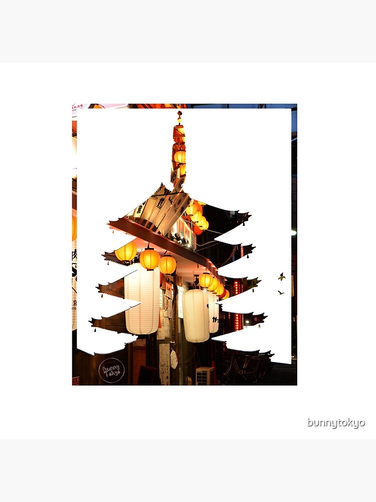 Shinjuku lights in Sensoji Pagoda by bunnytokyo