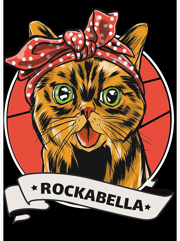 Impression Rigide Rockabilly Chat Chat Punk Rock Rock Chaton A Pois Par Henriblank Redbubble