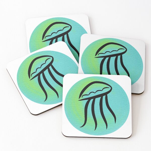 Item preview, Jellyfish on Painted Aqua Circle designed and sold by Sally Cummings.