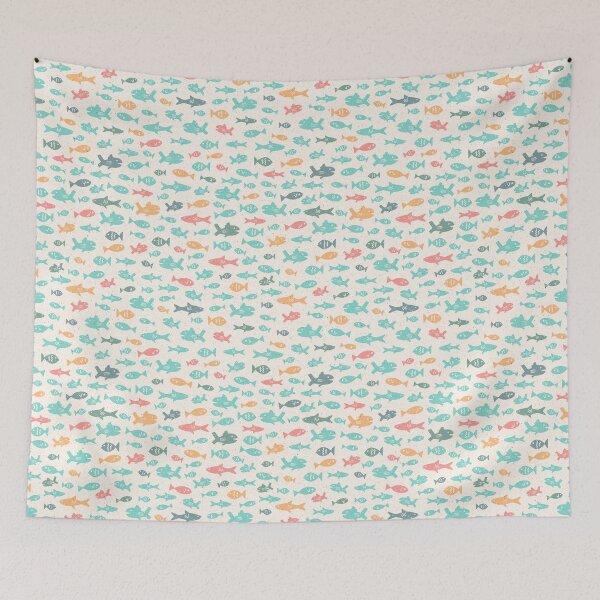 Item preview, Swimming Fish Cute Summer Nautical Beach Pattern designed and sold by emkayhess.