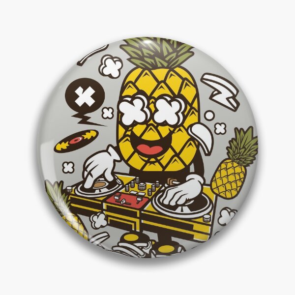 Item preview, Dj Pineapple Cartoon Character - Juicy summer sounds Dance-Club-Music-Party-Fun designed and sold by Nickelparis.
