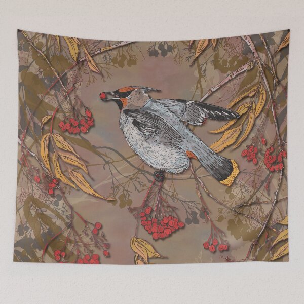 Item preview, Waxwing Winter Feast designed and sold by lottibrown.