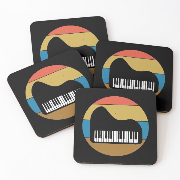 Artikelvorschau, Retro-Klavierdesign, Geschenk für Musiker entworfen und verkauft von SlinkyDesigns.