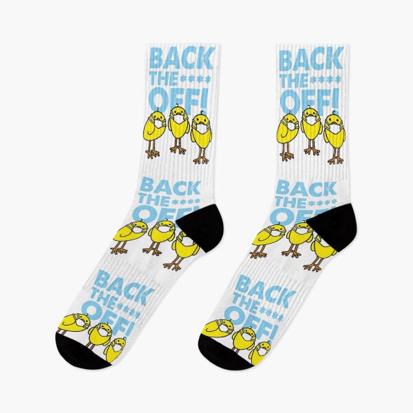 Item preview, Three Yellow Chicks wearing Medical Masks with Back Off Message designed and sold by CleverPencil.