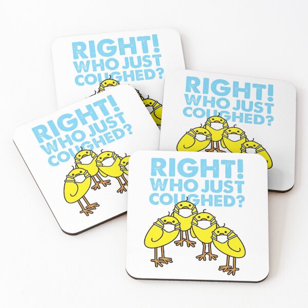 Item preview, Four Yellow Chicks wearing Medical Masks with Cough Message designed and sold by CleverPencil.