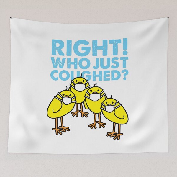 Item preview, Four Yellow Chicks wearing Medical Masks with Cough Message designed and sold by CleverPencil.