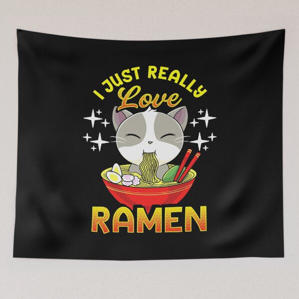 Aperçu de l'œuvre Mignon et drôle, j'aime vraiment vraiment Ramen Anime Cat créée et vendue par perfectpresents.