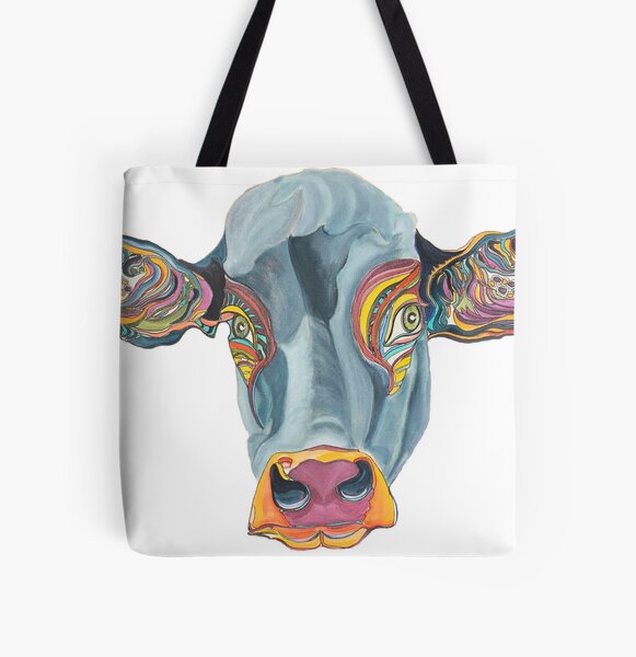 Cute Cow - Don't eat me ... by Giselle All Over Print Tote Bag