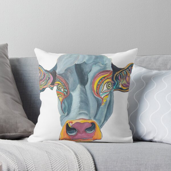 Cute Cow - Don't eat me ... by Giselle Throw Pillow