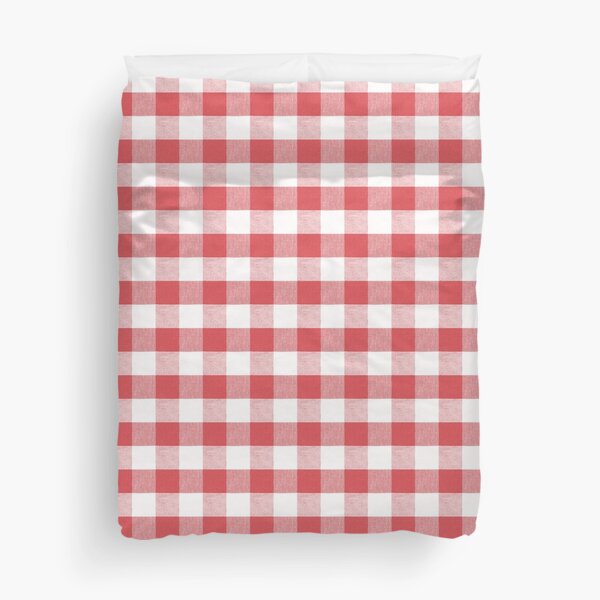 Fiery Red gingham fabric pattern Duvet Cover