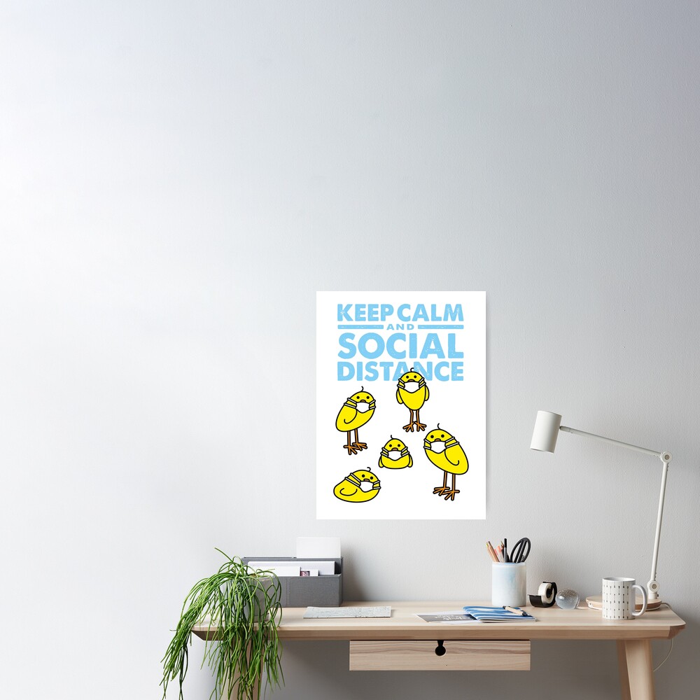 Download Five Yellow Chicks Social Distancing Wearing Medical Masks Poster By Cleverpencil Redbubble PSD Mockup Templates