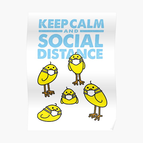 Download Five Yellow Chicks Social Distancing Wearing Medical Masks Poster By Cleverpencil Redbubble PSD Mockup Templates