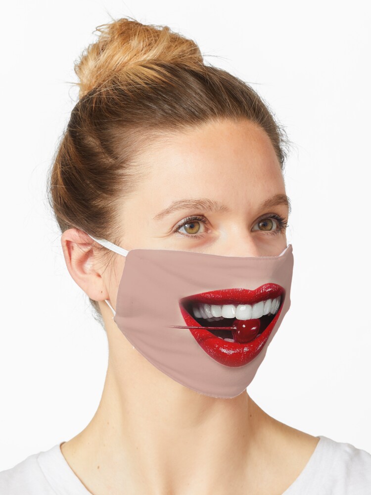 Stoffgesichtsmaske Rote Lippen Maske Von Oomphdesignprin Redbubble