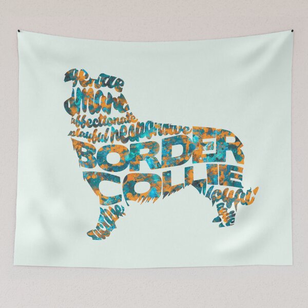 Item preview, The Border Collie Typographic Watercolor Painting designed and sold by A Deniz Akerman.