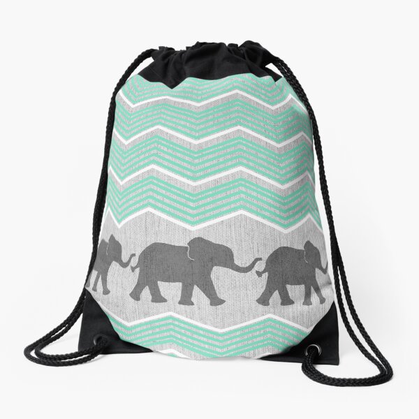 Three Elephants Drawstring Bag