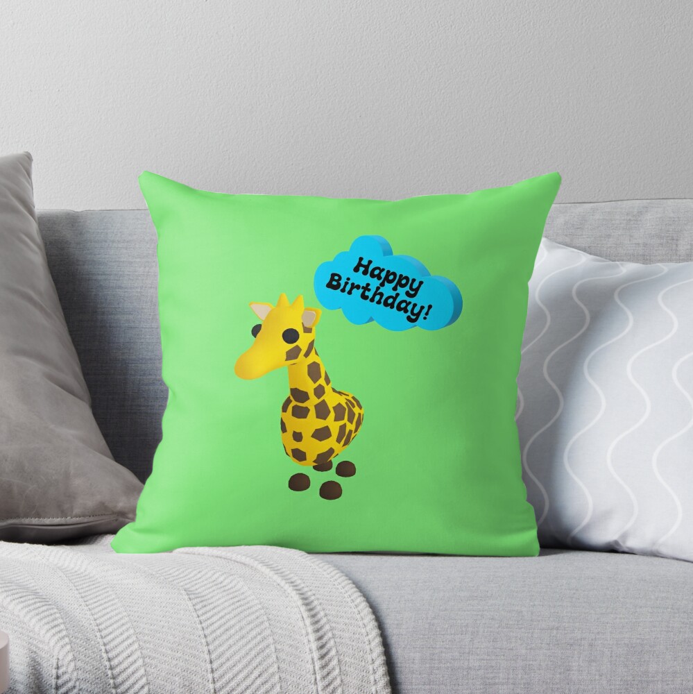 Happy Birthday Roblox Adopt Me Giraffe Throw Blanket By T Shirt Designs Redbubble - roblox throw blankets redbubble