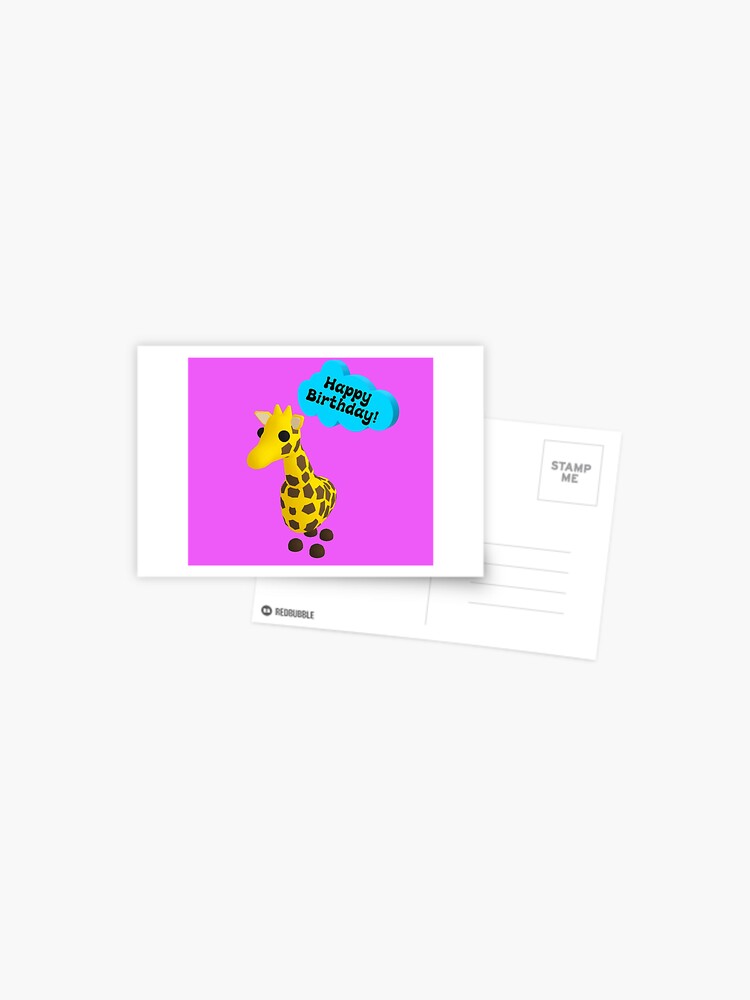 Happy Birthday Roblox Adopt Me Giraffe Postcard By T Shirt Designs Redbubble - roblox robux birthday