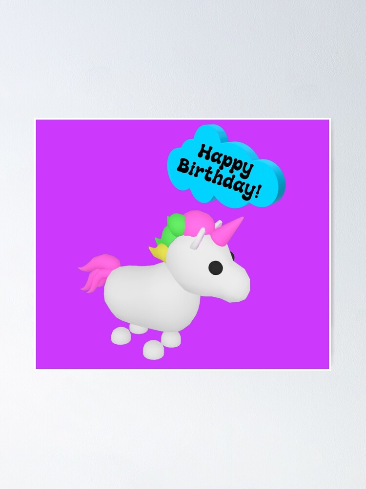 Happy Birthday Roblox Adopt Me Unicorn Poster By T Shirt Designs Redbubble - roblox adopt me monkeys happy birthday kids t shirt by t shirt designs redbubble