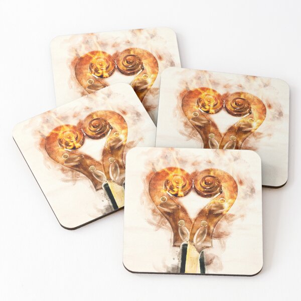 Item preview, Heart shape burning with violin scroll watercolor designed and sold by Grégory DUBUS.