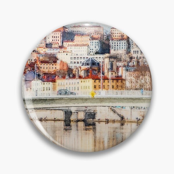 Item preview, Famous beautiful and colorful Croix Rousse district buildings on hill in French city of Lyon seen designed and sold by Grégory DUBUS.