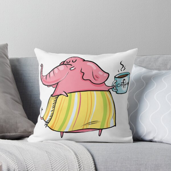 Artikelvorschau, Netter rosa Elefant mit Tasse Kaffee entworfen und verkauft von AnastasiaDesign.