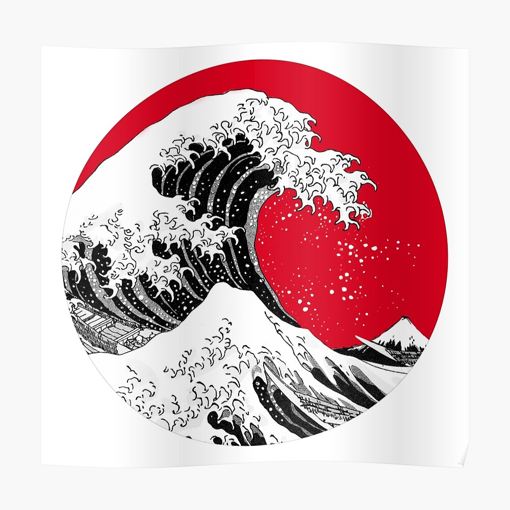 SELECT SIZE Great Wave Off Kanagawa Circle Car Vinyl Sticker