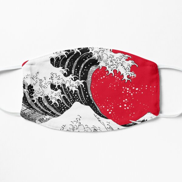 The Great Wave Off Kanagawa - Big Red circle Flat Mask
