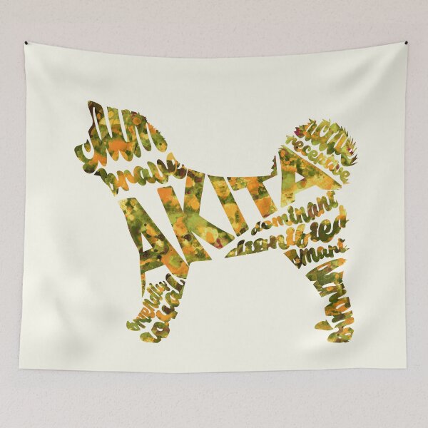 Item preview, Akita Inu Typographic Watercolor Painting designed and sold by A Deniz Akerman.