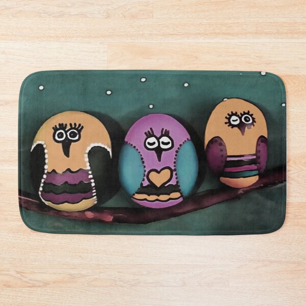 Item preview, Oval Shaped Owls Against NightSky Primitive Art designed and sold by taiche.