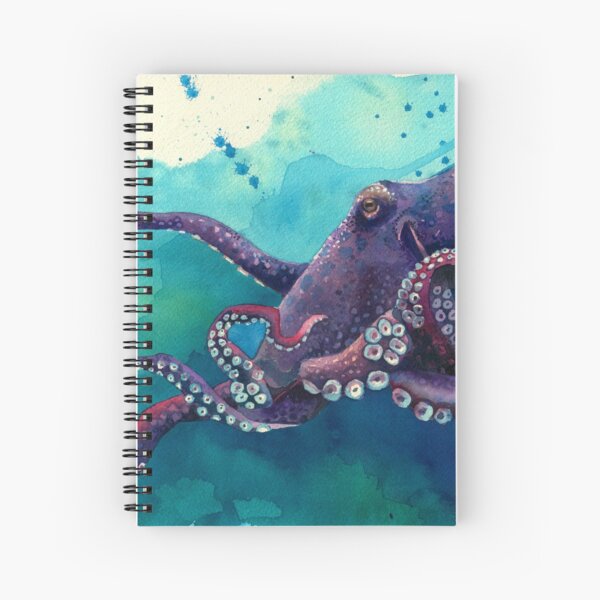 Purple Octopus Hovers Spiral Notebook