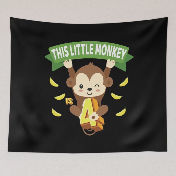 Item preview, This Little Monkey Is 4 Years Old Kid 4th Birthday Monkeys print designed and sold by Grabitees.