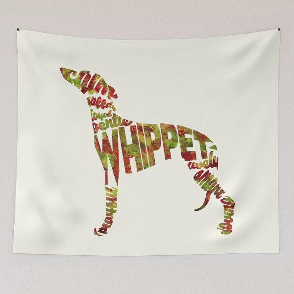 Item preview, Whippet Dog Typographic Watercolor Painting designed and sold by A Deniz Akerman.