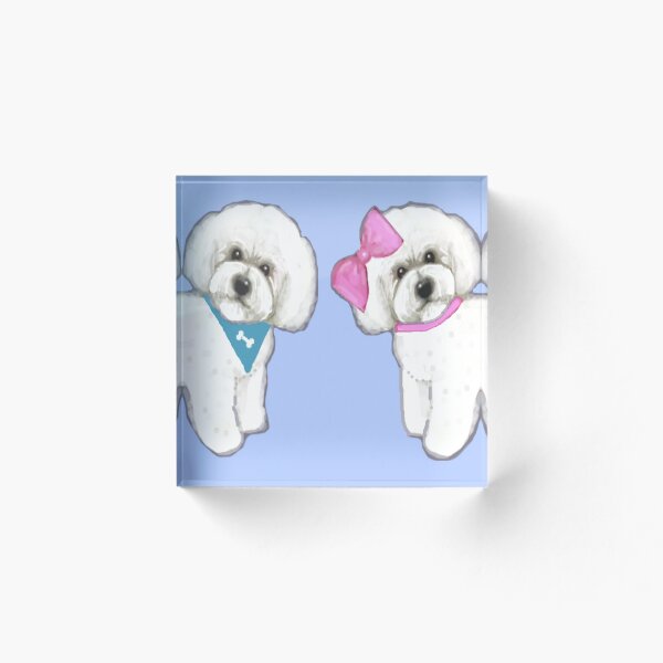 Item preview, Perros Bichon Frise en azul bígaro designed and sold by MagentaRose.