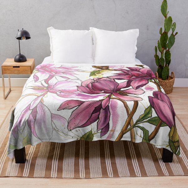 Item preview, Feminine Pink Watercolour Splash Magnolia Flowers design designed and sold by TattooZanda.