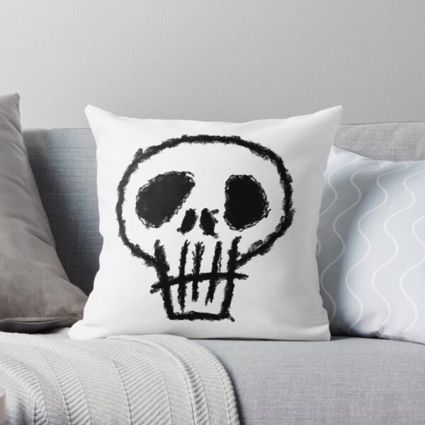 Totenkopf, minimalistische Zeichnung Dekokissen