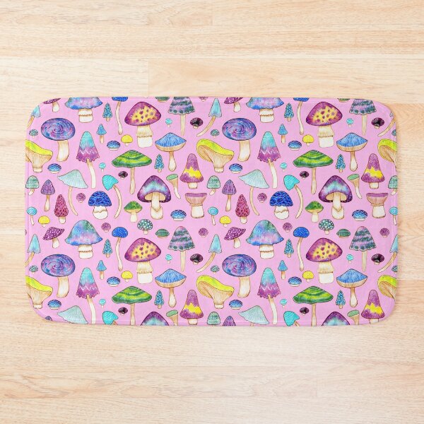 Item preview, Watercolor Mushroom Pattern on Pink designed and sold by dragonstarart.