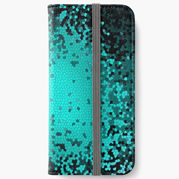 Teal Grid Pattern iPhone Wallet
