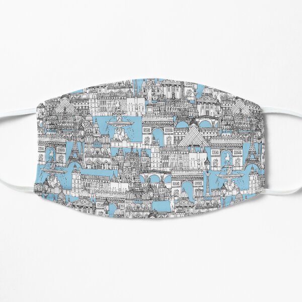 Paris toile cornflower blue Flat Mask