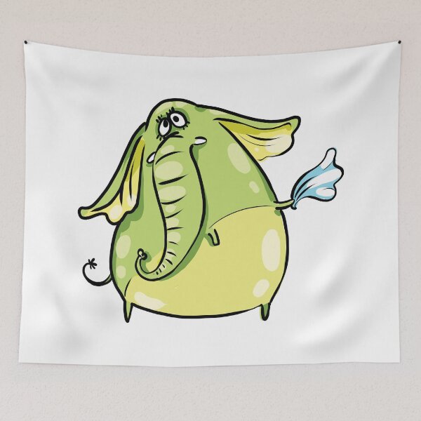 Item preview, Funny Cute Green Elephant designed and sold by AnastasiaDesign.