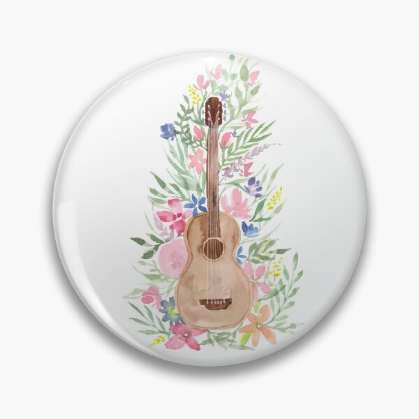 Item preview, Watercolor Acoustic Guitar with Flowers designed and sold by Harpley Design Studio.