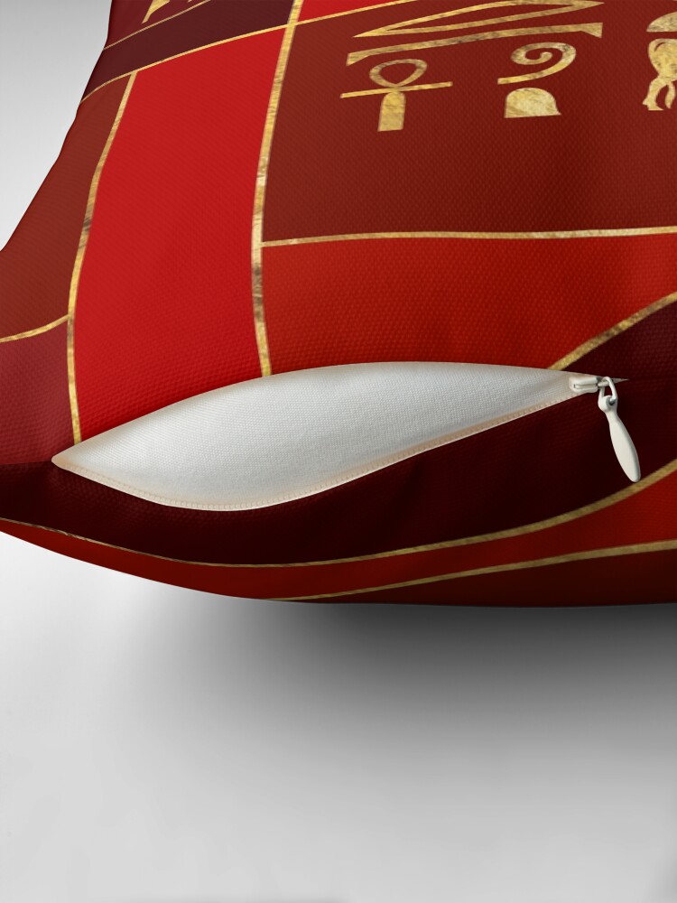 Thumbnail 2 of 4, Pillow, Egyptian Geometric Art Deco Red and Gold designed and sold by k9printart.