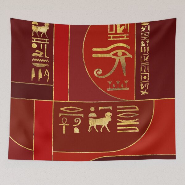 Item preview, Egyptian Geometric Art Deco Red and Gold designed and sold by k9printart.