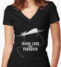 Spockat - Meow long and purrsper Women's Fitted V-Neck T-Shirt