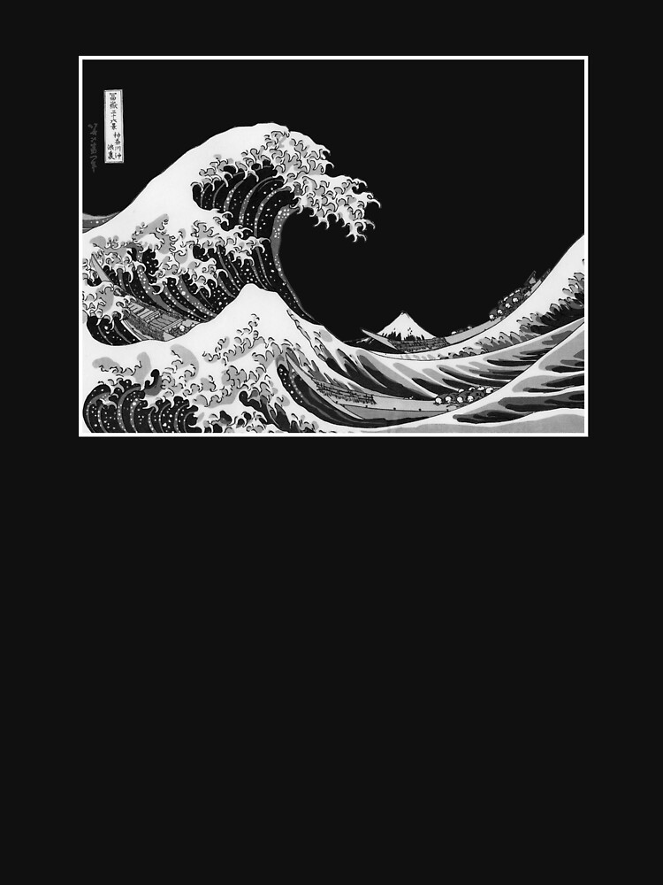 The Great Wave off Kanagawa black and white picture 