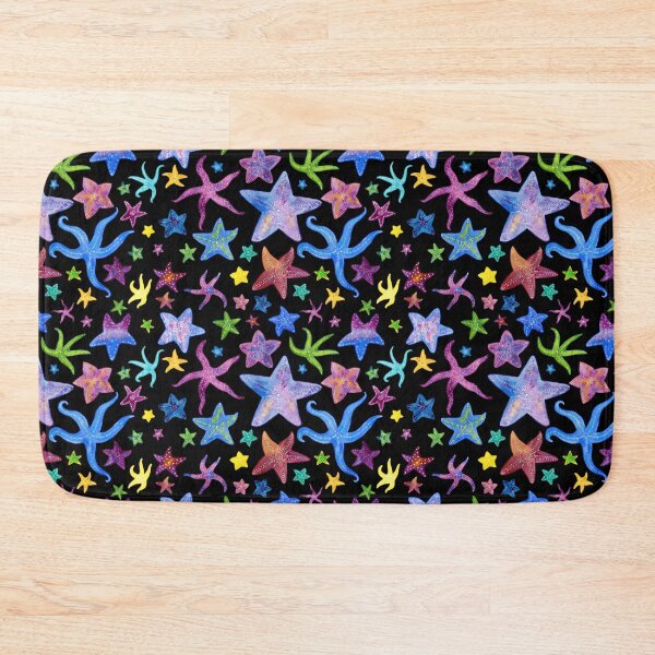 Item preview, Rainbow Watercolor Starfish Pattern on Black designed and sold by dragonstarart.