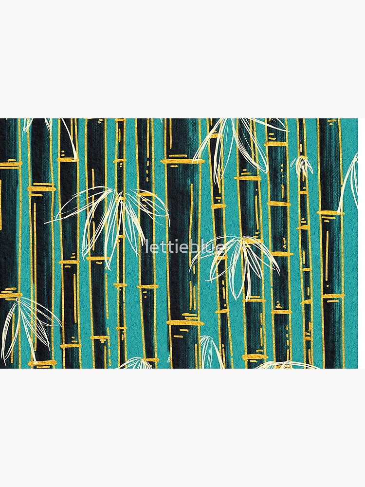 Golden and Teal Bamboo Forest by lettieblue