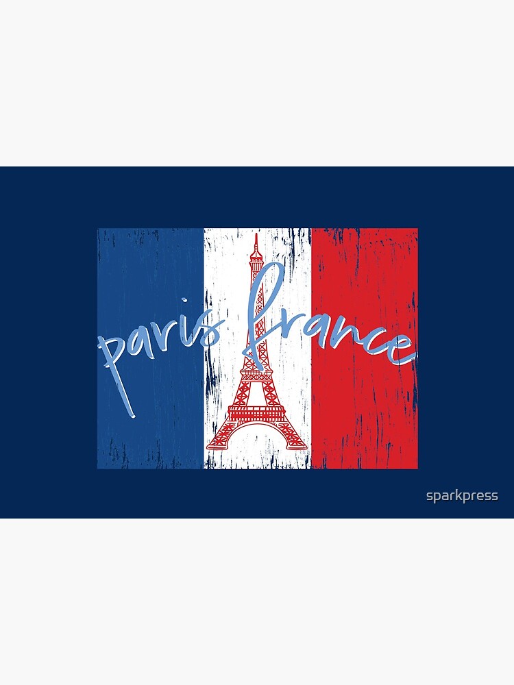 Paris France, Eiffel Tower, French Flag Distressed Vintage Souvenir by sparkpress