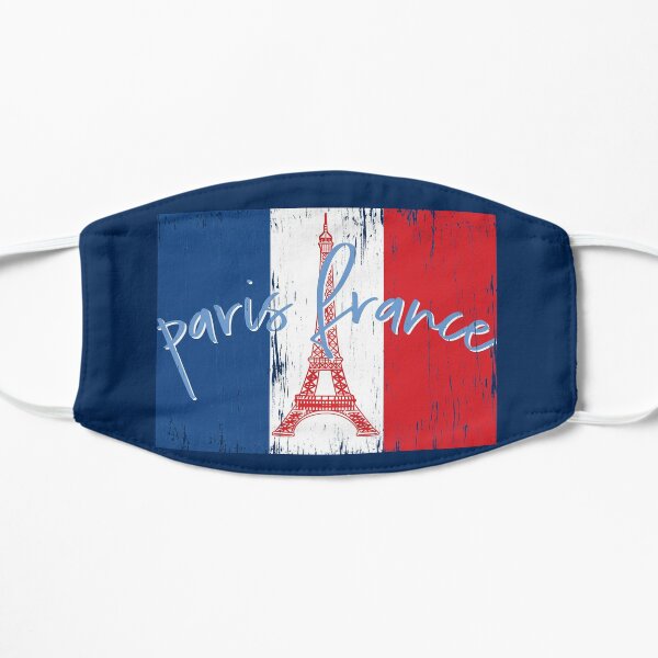 Paris France, Eiffel Tower, French Flag Distressed Vintage Souvenir Flat Mask