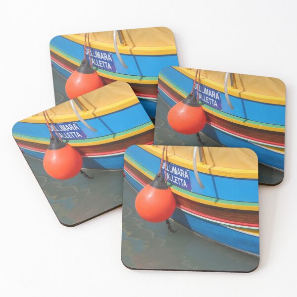 Item preview, Malta Striped Fishing Boat Photograph designed and sold by HotHibiscus.